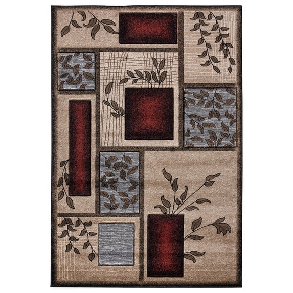 MDA Home Glamour Brown/Red Polypropylene Area Rug - 3'9" x 5'9"