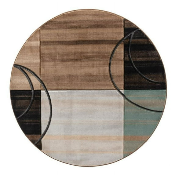 MDA Home Glamour Gray/Multi-Color Polypropylene Area Rug - 8'1" Round