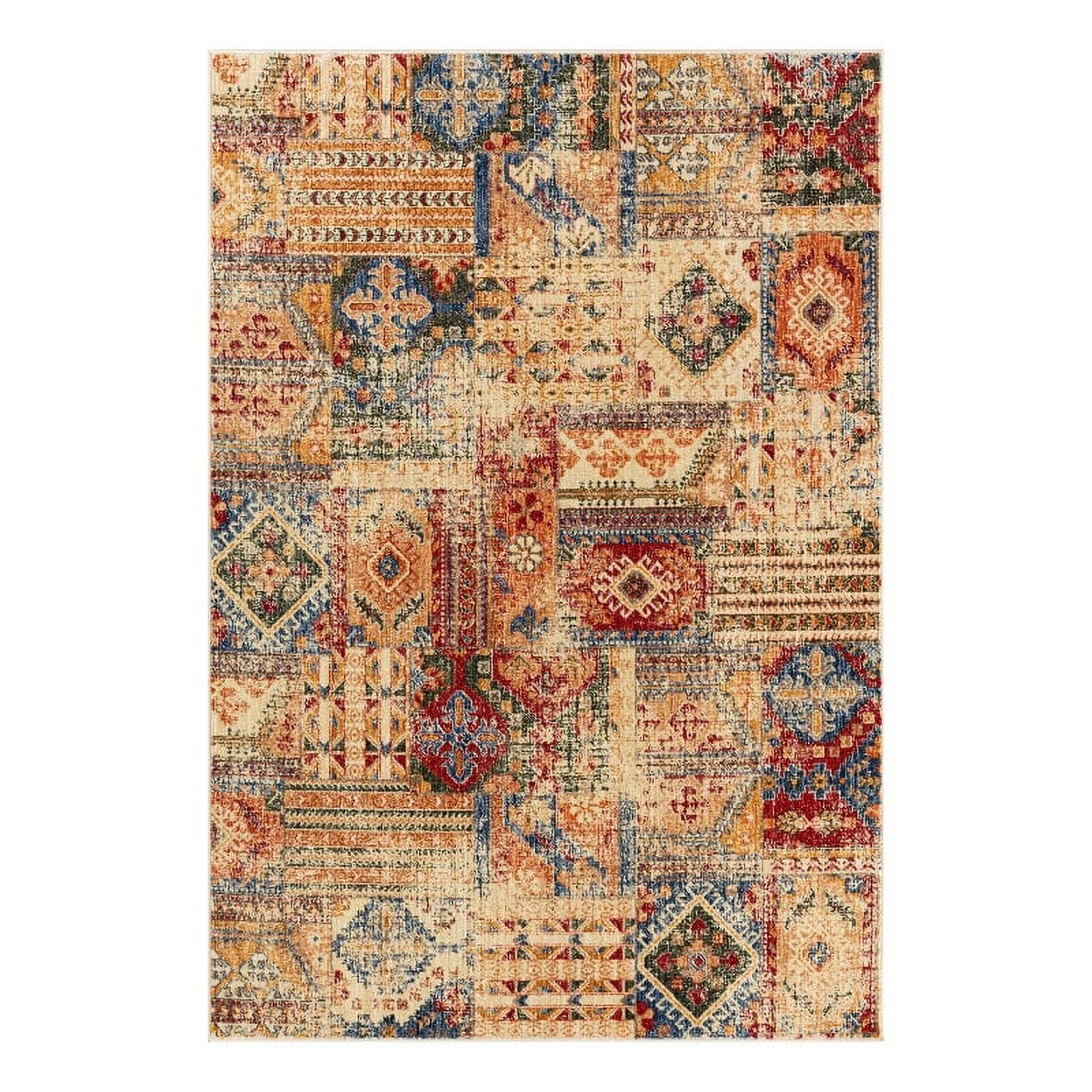 Heriz 8 x 11 Blue Abstract Synthetic Rectangular Rug