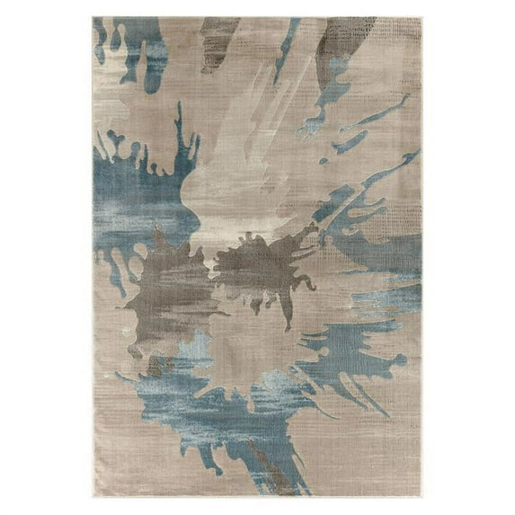 MDA Home Impression 5'x8' Abstract Traditional Fabric Area Rug in Beige/Blue