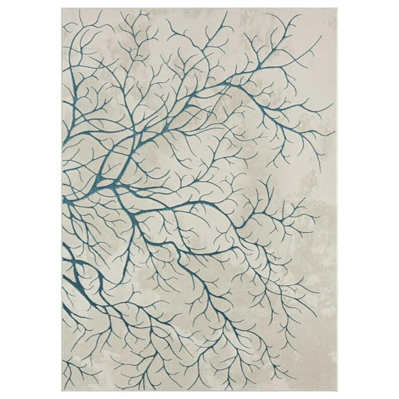 MDA Home Ksamil 3'8" x 5'7" Abstract Area Rug in Blue/Light Grey
