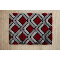 MDA Home Mateos Shag Contemporary Gray/Red Polyester Area Rug - 5' X 7'