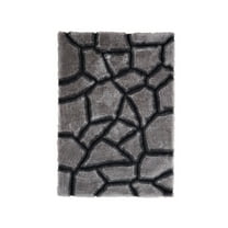 MDA Home Mateos Shag Gray/Black Abstract Polyester Area Rug - 5' x 7'