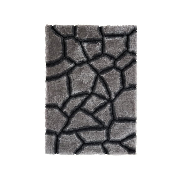 MDA Home Mateos Shag Gray/Black Abstract Polyester Area Rug - 5' x 7'