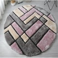 thumbnail image 1 of MDA Home Mateos Shag Gray/Pink/Cream Polyester Area Rug - 7' X 7' Round, 1 of 4