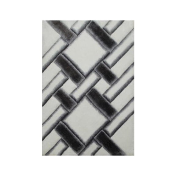 MDA Home Mateos Shag White/Black Polyester Area Rug - 5' X 7'