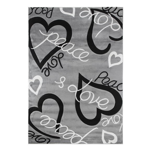 MDA Home Miglena Gray/Black Polypropylene Area Rug - 2'1" x 3'3"