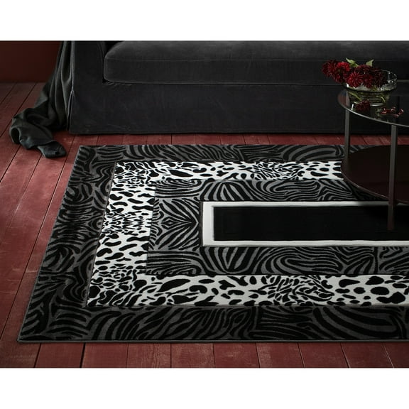 MDA Home Orelsi Black/Gray Contemporary Polypropylene Area Rug - 3'9" x 5'9"