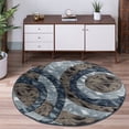 thumbnail image 1 of MDA Home Orelsi Blue/Brown Contemporary Polypropylene Area Rug - 5'2" x 5'2", 1 of 4
