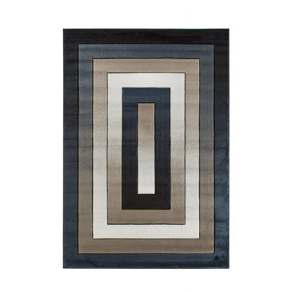 MDA Home Orelsi Blue/Tan Abstract Polypropylene Area Rug - 7' x 9'