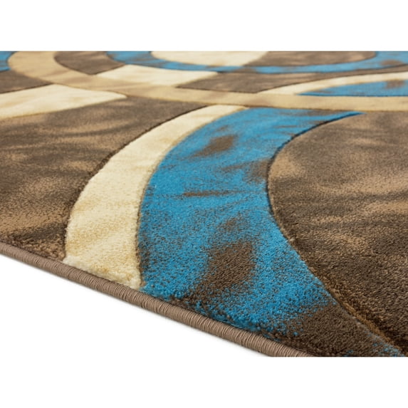 MDA Home Orelsi Brown/Blue Contemporary Polypropylene Area Rug - 2'8'' X 11'10''