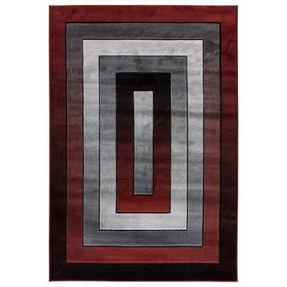 MDA Home Orelsi Burgundy/Gray Contemporary Polypropylene Area Rug - 8'1" x 10'5"