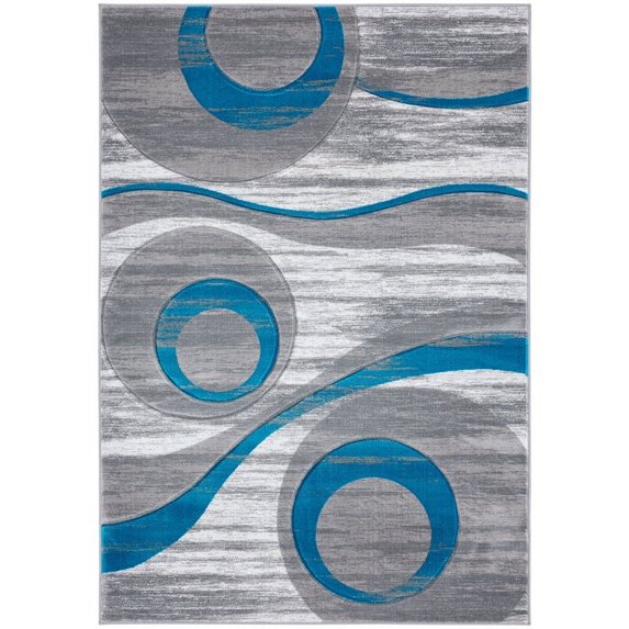 MDA Home Orelsi Gray/Blue Contemporary Polypropylene Area Rug - 8'1" x 10'5"