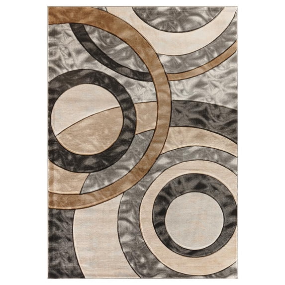 MDA Home Orelsi Gray/Cream Contemporary Polypropylene Area Rug - 3'9" x 5'9"