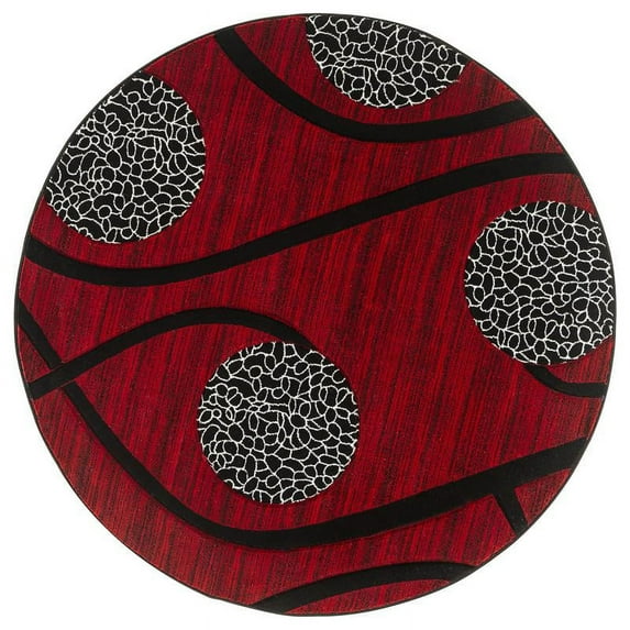 MDA Home Orelsi Red Contemporary Polypropylene Area Rug - 5'2" x 5'2"