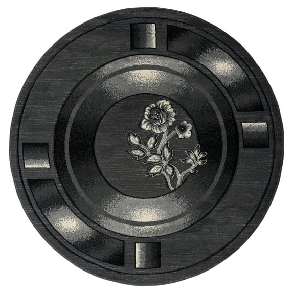 MDA Home Rhodes Black Transitional Polypropylene Area Rug - 5'2" x 5'2"