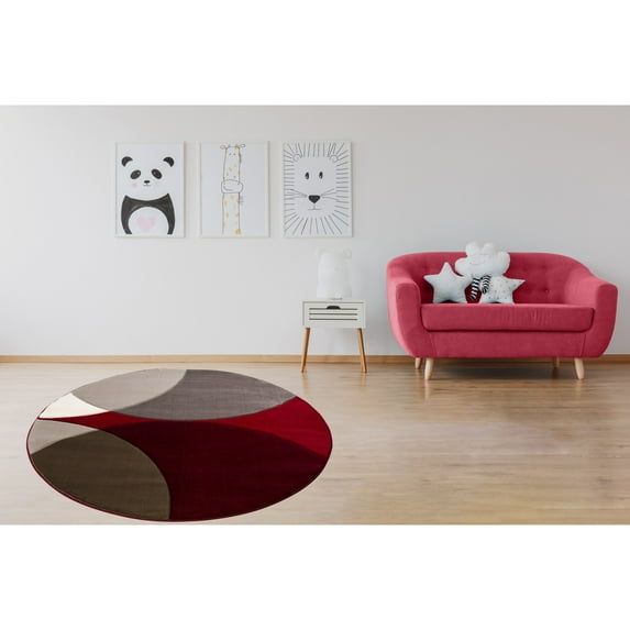 MDA Home Rhodes Red Contemporary Polypropylene Area Rug - 7'11" x 7'11"