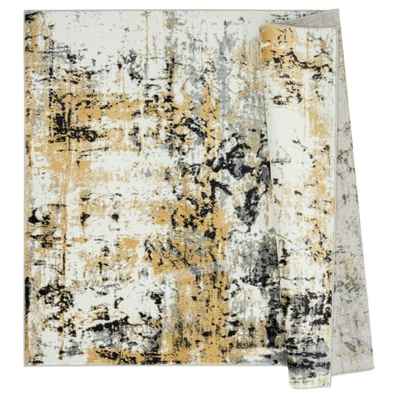 MDA Home Samos Yellow/Gray Contemporary Polypropylene Area Rug - 7'9" x 10'6"