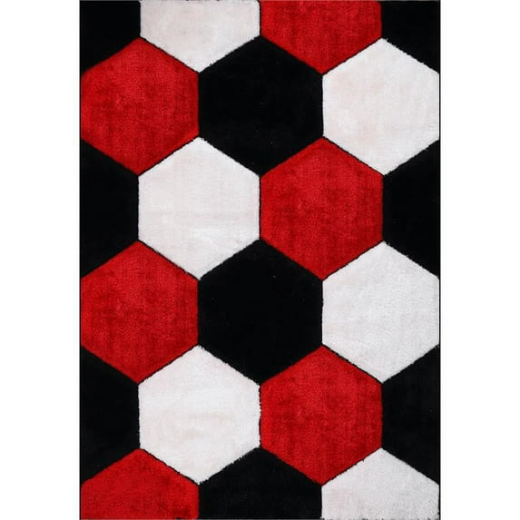 MDA Home Santorini Black/Red Shag Polyester Area Rug - 5' x 7'