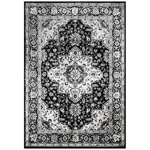 MDA Home Trendy Black Transitional Polyester Area Rug - 5'2'' x 7'5''