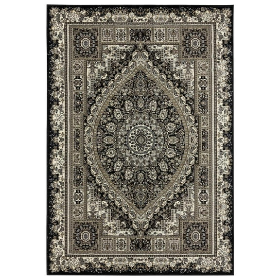 MDA Home Vaso Black Traditional Polypropylene Area Rug - 2'1'' x 3'3''