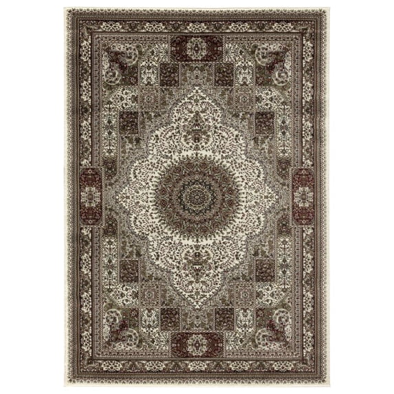MDA Home Vaso Cream/Red Traditional Polypropylene Area Rug - 6'9'' x 9'6''