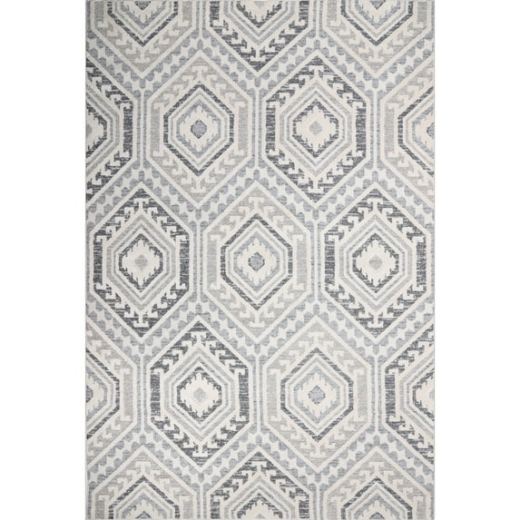 MDA Home Venice Gray/Cream Polypropylene Area Rug - 7'10'' x 10'10''