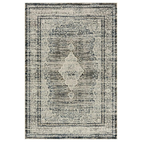 MDA Home Volos Collection Cream & Dark Gray Medallion Area Rug - 7'8" x 10'8"