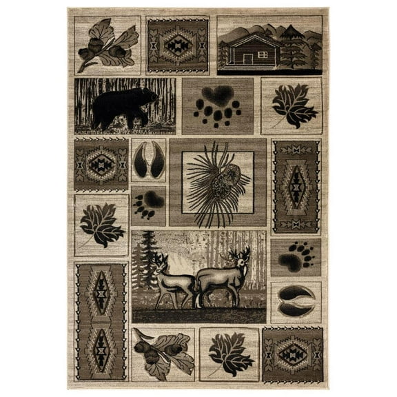 MDA Home Wild Life Beige Polypropylene Area Rug - 2'1'' x 3'3''