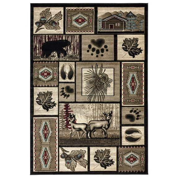 MDA Home Wild Life Black Polypropylene Area Rug - 8'1'' x 10'5''