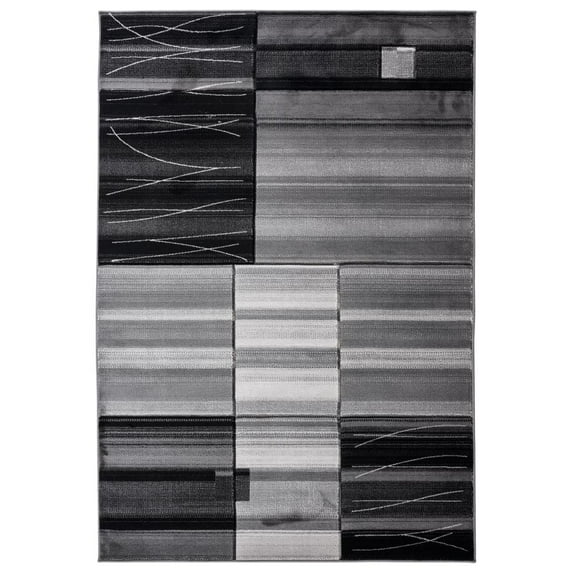 MDA Home Glamour Abstract Black/Gray Polypropylene Area Rug - 2'1" x 3'3"