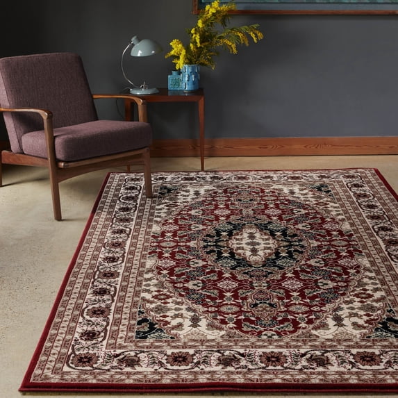 MDA Rug Imports Hollywood Collection Red/Ivory Area Rug 5'2'' X 7'5'' Oval 5' x 8' Oval