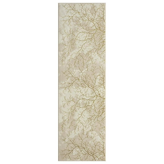 MDA Home Ksamil 2'4" x 7'11" Abstract Area Rug in Beige/Gold