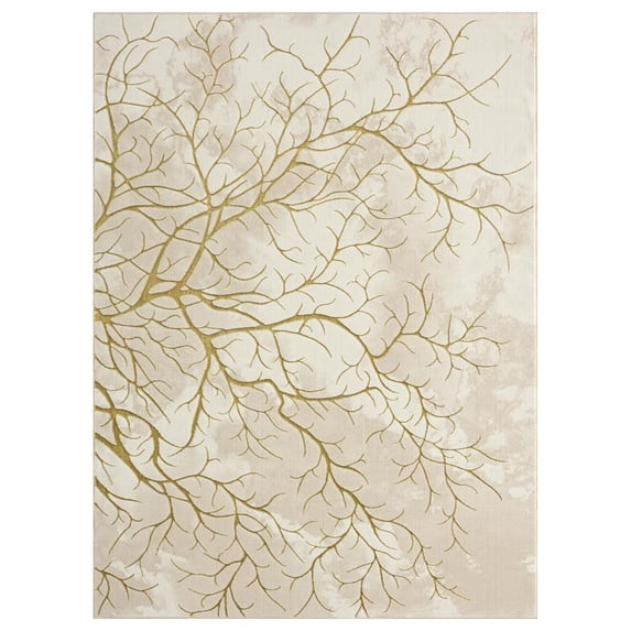 MDA Home Ksamil 7'11" x 10'10" Abstract Area Rug in Beige/Gold