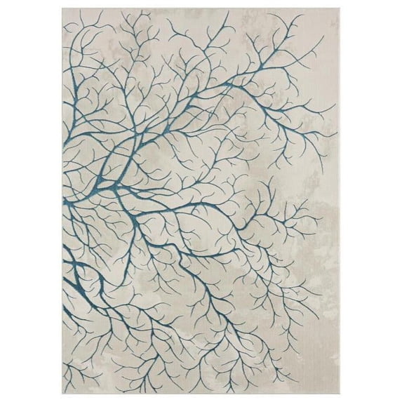 MDA Home Ksamil 7'11" x 10'10" Abstract Area Rug in Blue/Light Grey