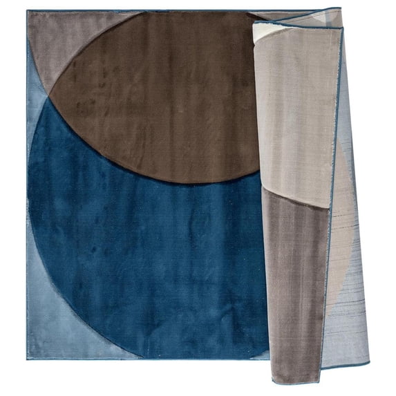 MDA Rug Imports Rhodes Collection Abstract Circle Area Rug Blue 7'11'' Round 8' Round Living Room,Bedroom,Dining Room Round