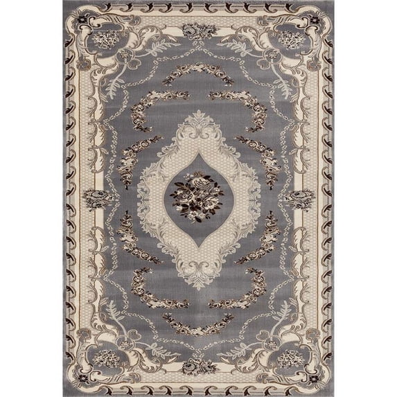 MDA Home Tabriz Gray Traditional Polypropylene Area Rug - 3'9'' x 5'9''