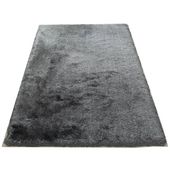 MDA Home Urban Thick Shag Polyester Area Rug in Gray - 5' x 7'