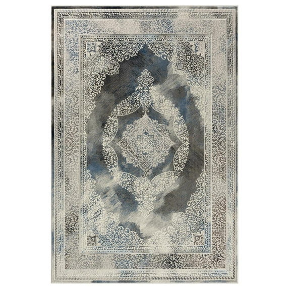 MDA Home Volos Collection Cream & Medium Gray Medallion Area Rug - 7'8" x 10'8"