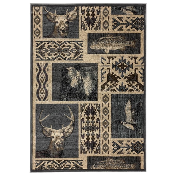 MDA Home Wild Life Gray Polypropylene Area Rug - 2'1'' x 3'3''
