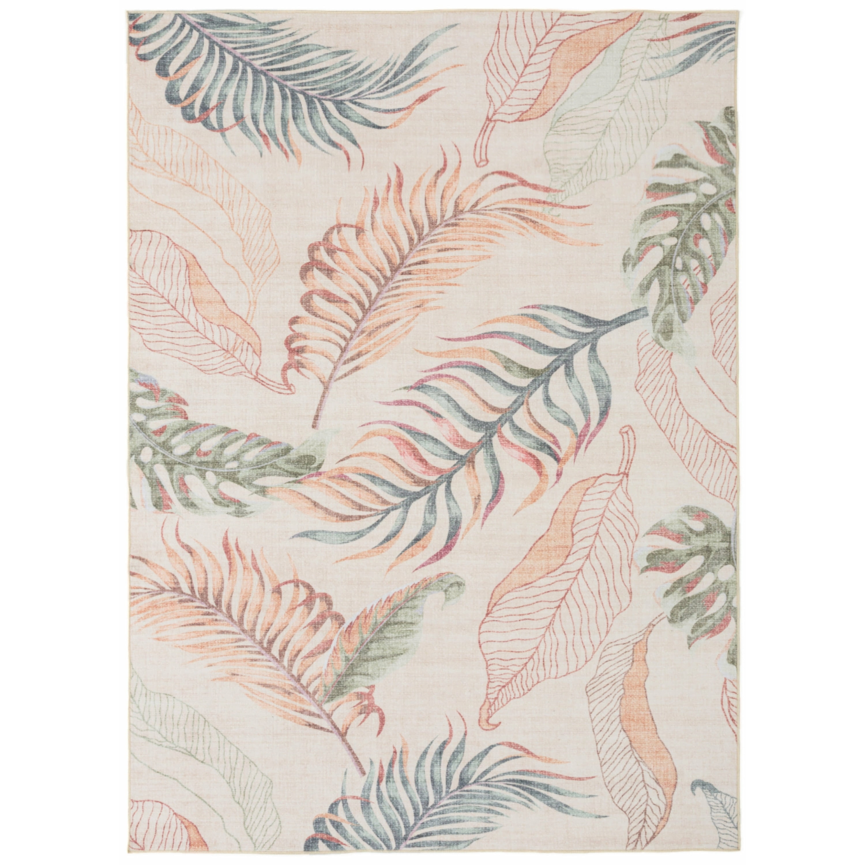 Florida Tropical Multicolor Polyester Rectangular Area Rug 5' x 7'