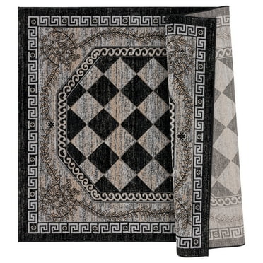 MDA Rug Imports Glamour Collection Polypropylene Area Rug Black/Beige 2'1'' X 3'3'' 2' x 3' Rectangle