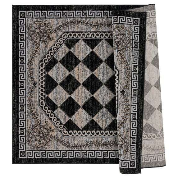 MDA Rug Imports Glamour Collection Polypropylene Area Rug Black/Beige 2'1'' X 3'3'' 2' x 3' Rectangle