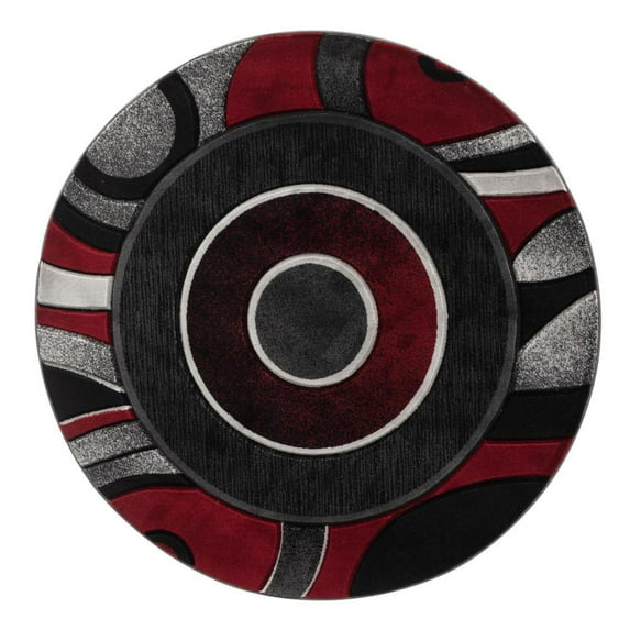 MDA Rug Imports Glamour Red/Black Polypropylene Area Rug 5'2'' Round 5' Round Round