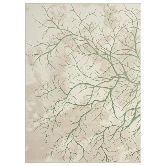 MDA Home Ksamil 7'11" x 10'10" Abstract Area Rug in Green/Beige
