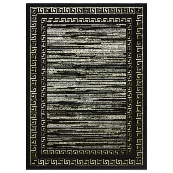 MDA Rug Imports Ksamil Collection Abstract Border Area Rug 7'11" x 10'10" - Black/Gold