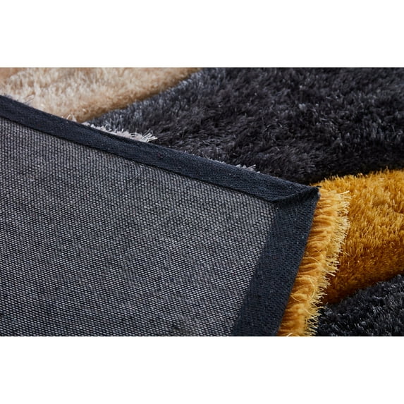 MDA Rug Imports Mateos Shag Collection Area Rug Grey/Gold 5' X 7' Geometric,Abstract 5' x 8' Indoor,Shag Yellow,Gold,Ivory Rectangle