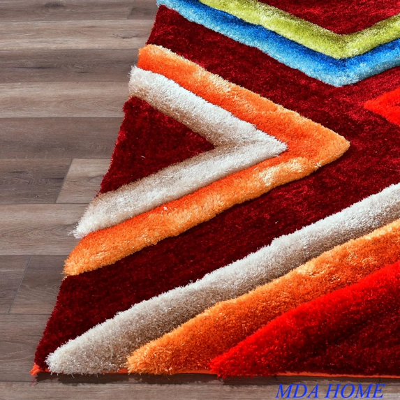 MDA Rug Imports Mateos Shag Collection Multicolor Abstract Area Rug 2'3'' X 8' 8' Runner Living Room, Bedroom, Dining Room Rectangle