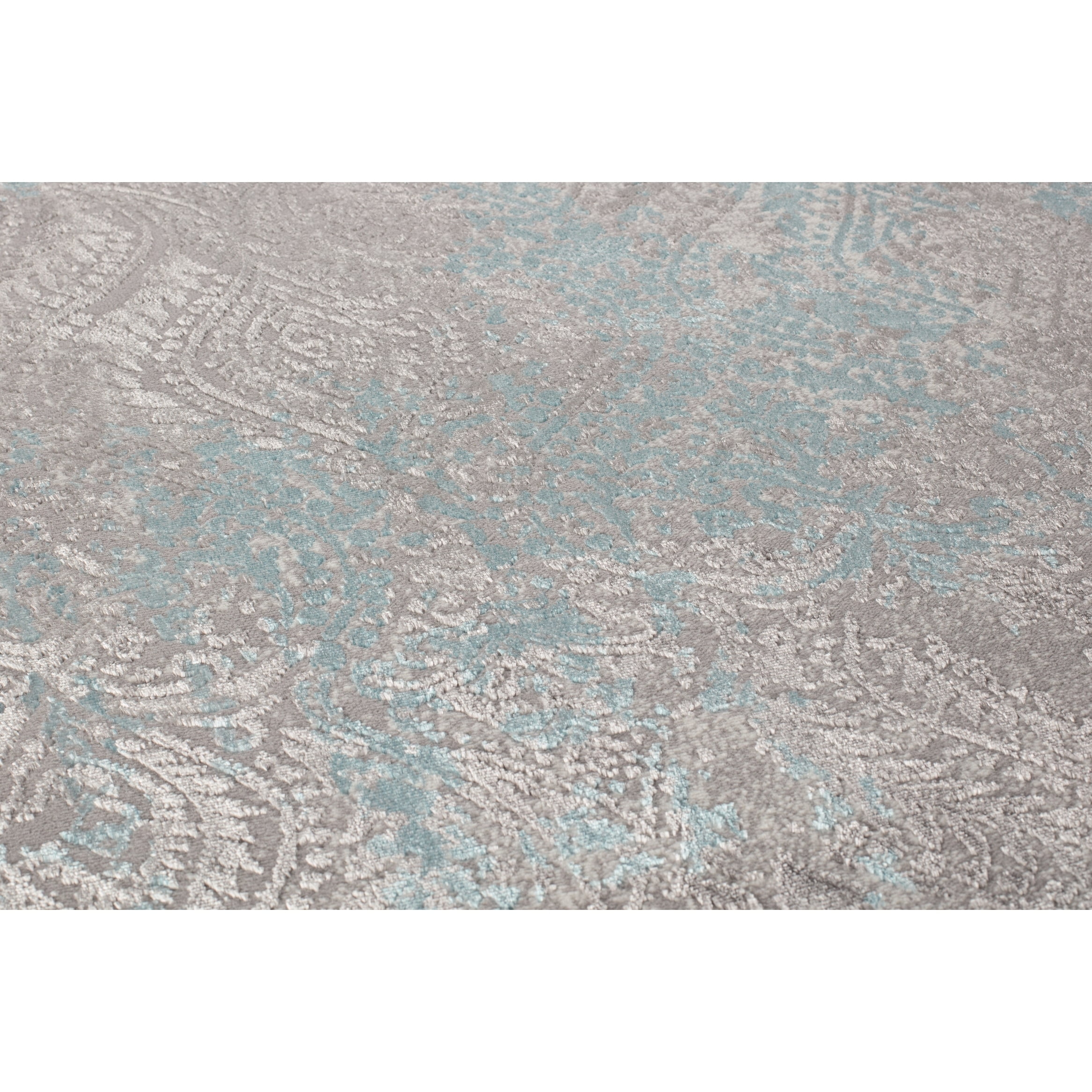 Gray and Blue Distressed Abstract Synthetic Area Rug - 4' x 6'