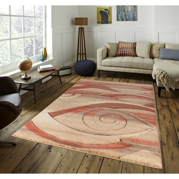 MDA Rug Imports Orelsi Collection Abstract Area Rug Beige/Blue 5'2" x 7'5" Oval 5' x 8' Indoor,Accent Blue Oval